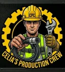 Celia's Production Crew gold and black circular logo